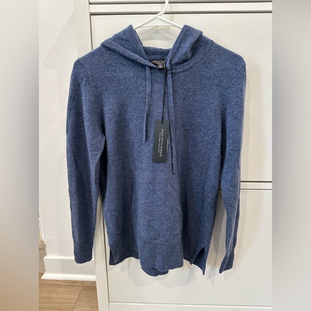 Saks Fifth Avenue Blue Hooded Sweater